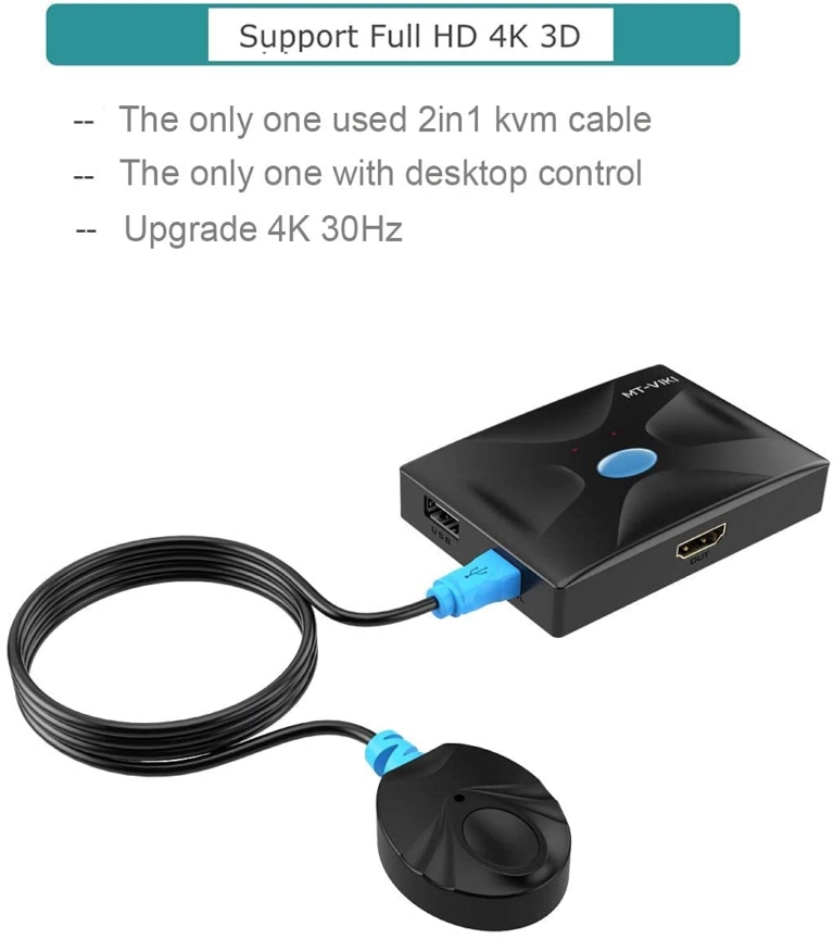 KVM HDMI اتوماتیک 2 پورت برند MT-VIKI مدل MT-HK02