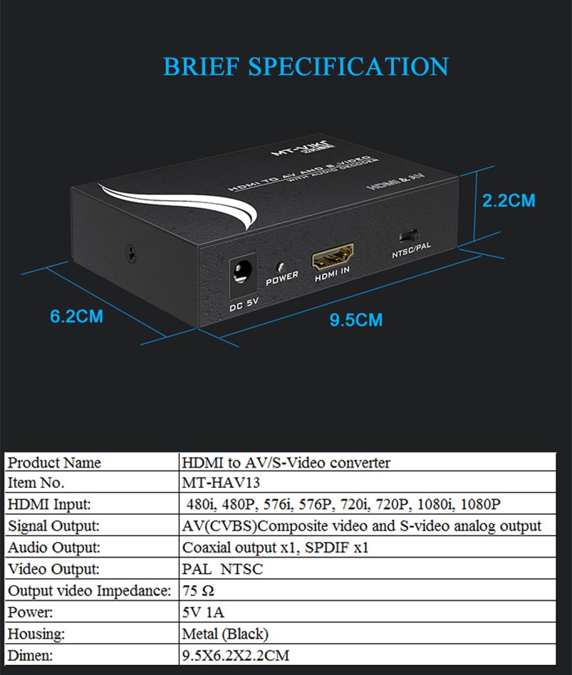 تبدیل HDMI به AVI حرفه ای برند MT-VIKI مدل MT-HAV13