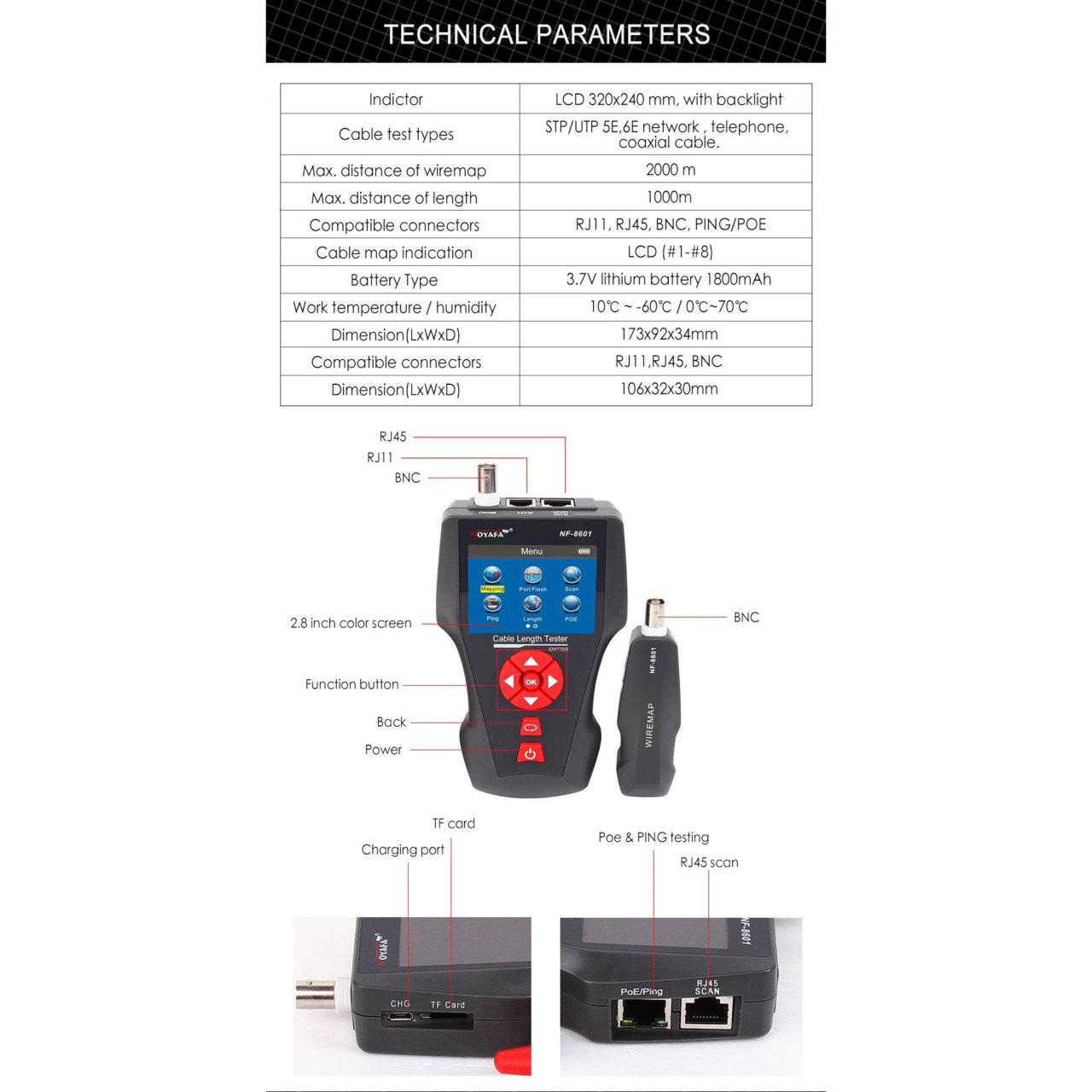 تستر شبکه دیجیتال Noyafa NF-8601