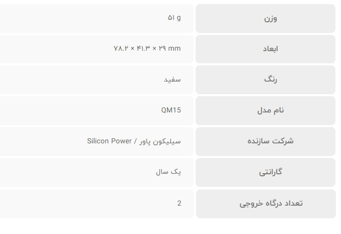 شارژر دیواری سیلیکون‌پاور مدل QM15