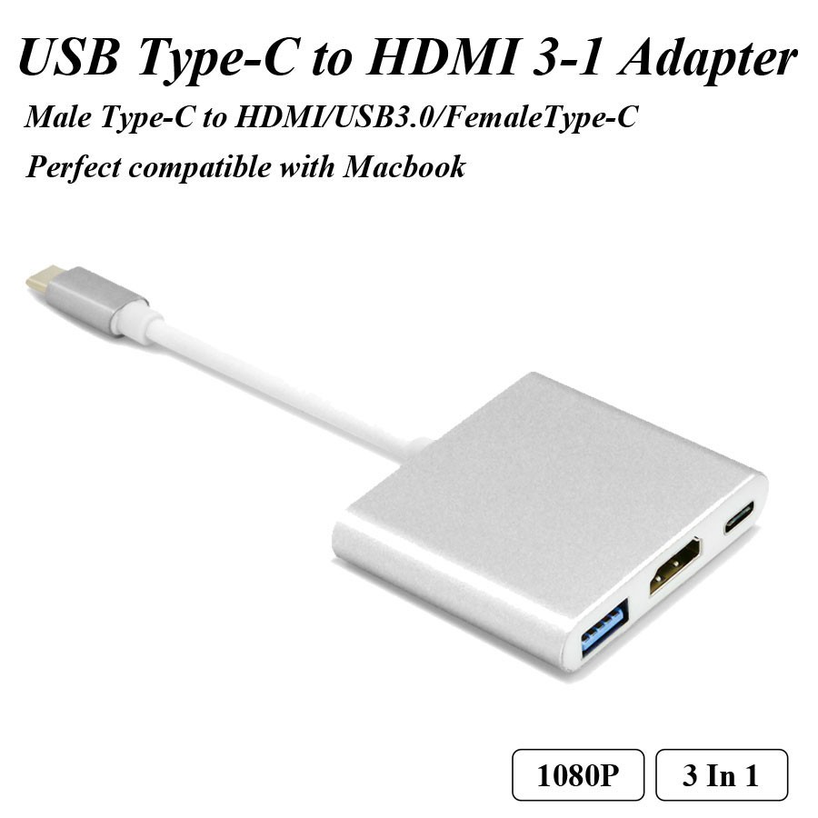 تبدیل Type-C به HDMI و USB 3.0