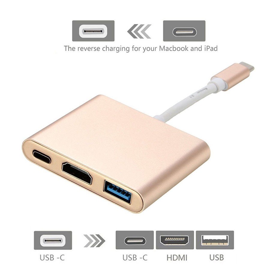 تبدیل Type-C به HDMI و USB 3.0