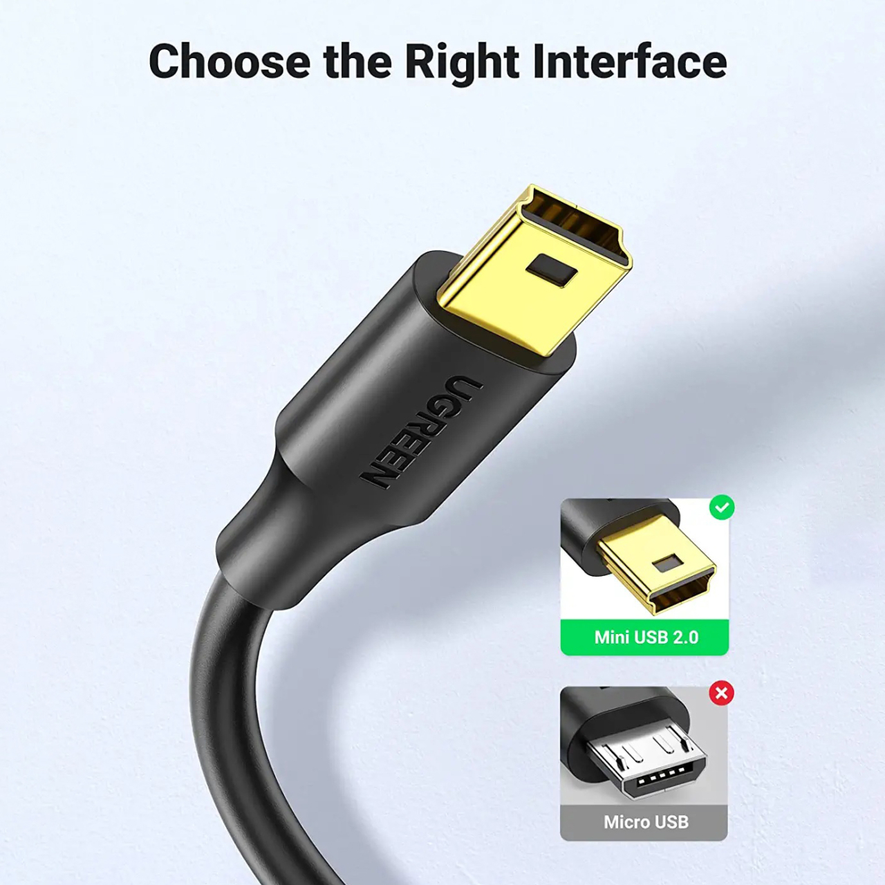 کابل Mini USB یوگرین US132/10355 طول 1 متر 