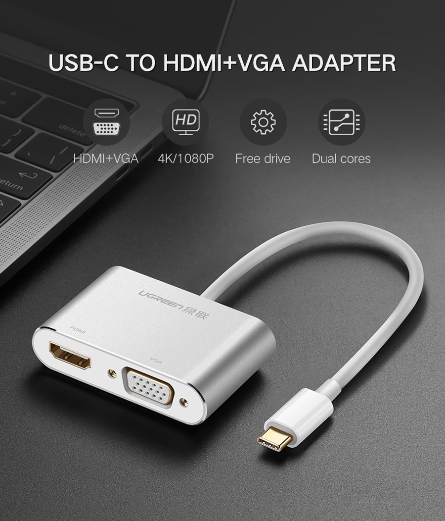 تبدیل Type-C به HDMI و VGA برند Ugreen مدل MM123