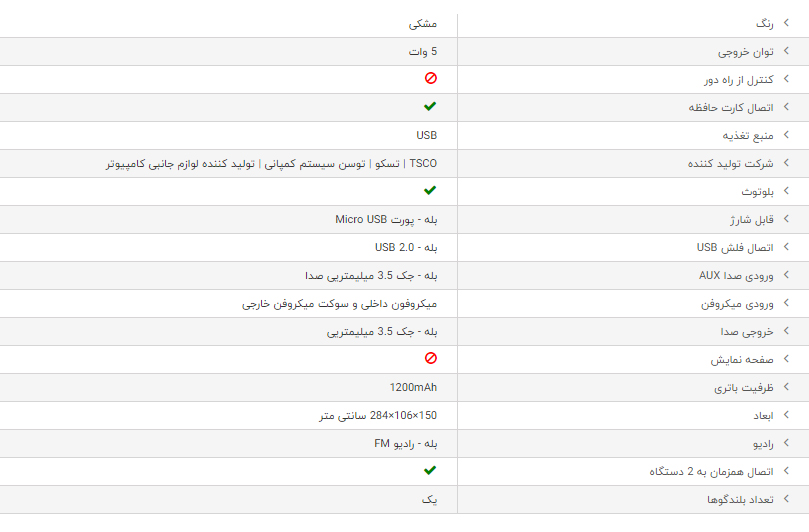 اسپیکر بلوتوث تسکو (TSCO) مدل TS 2309 + میکروفن