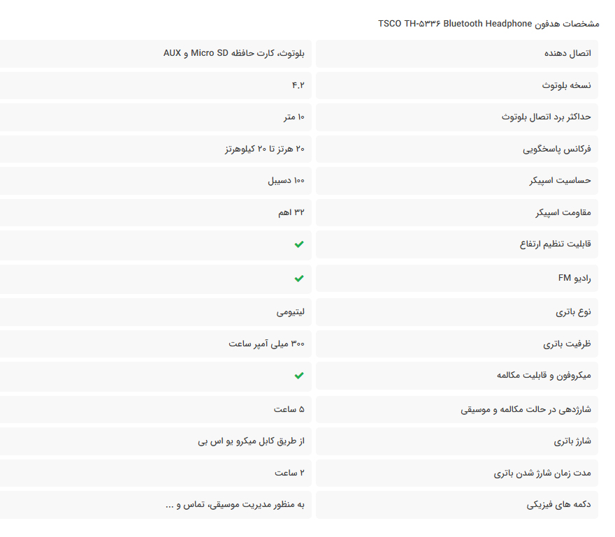 هدفون بلوتوثی رم خور TSCO TH-5336